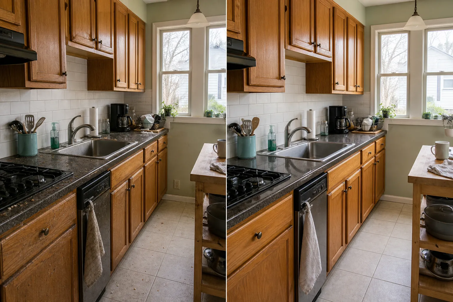 Representative before-and-after kitchen cleaning preview